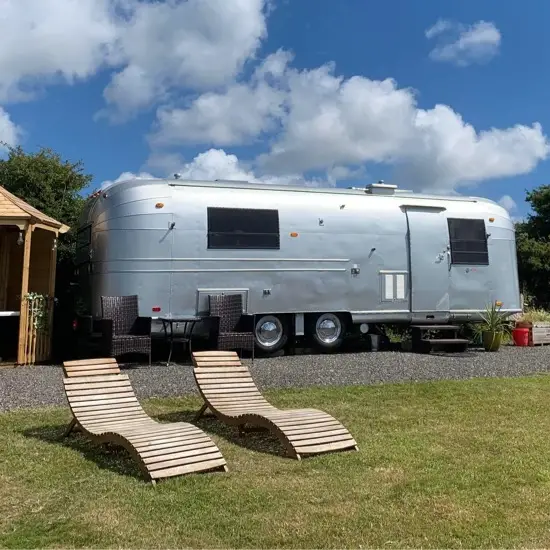 Airstream van glamping in Cornwall