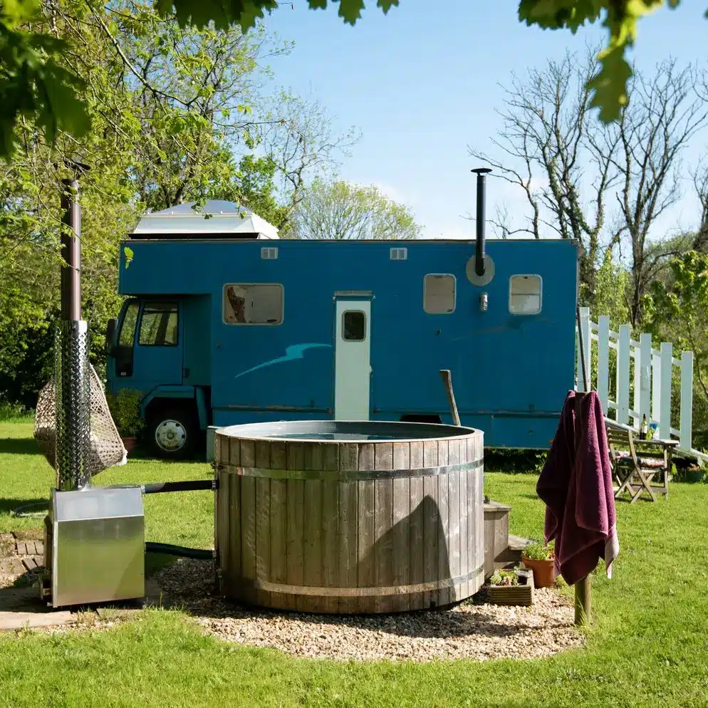 Big Blue Safari Truck Glamping in Cornwall