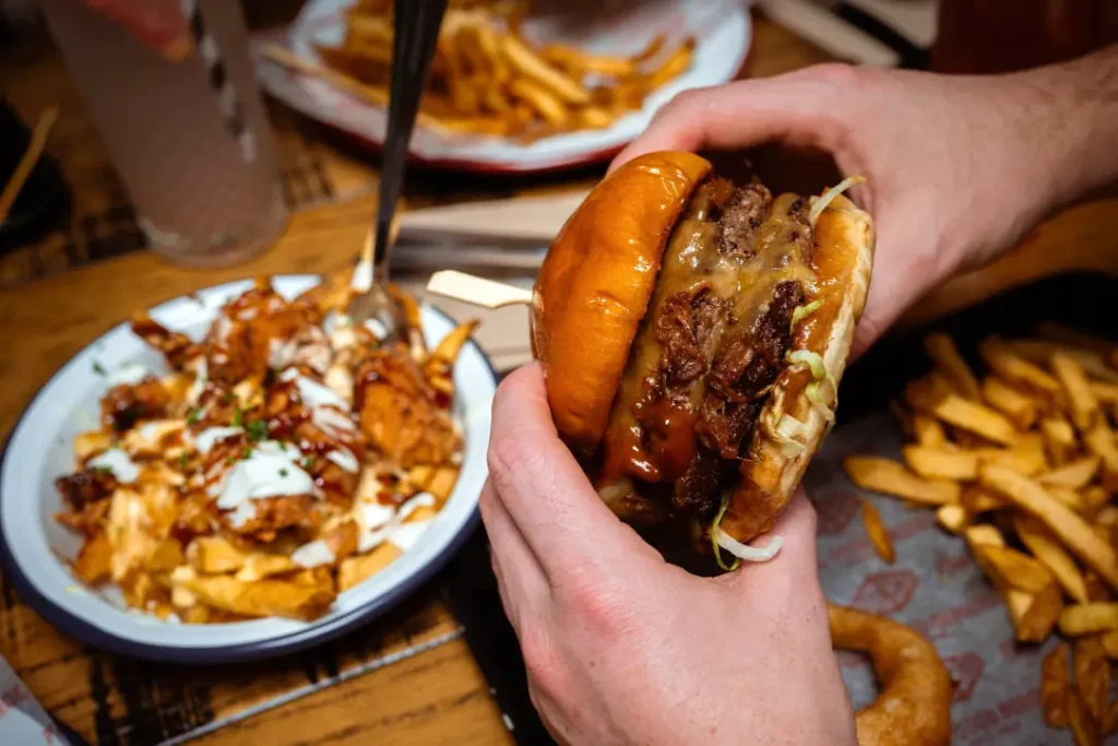 Burger at Hub Box in Falmouth, Cornwall