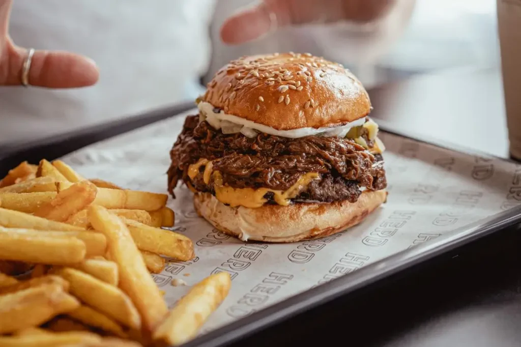 Double Beef burger at Herd, Newquay