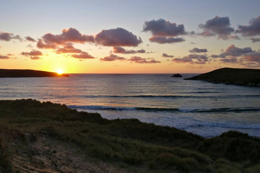 Surfing at Crantock Beach in Cornwall