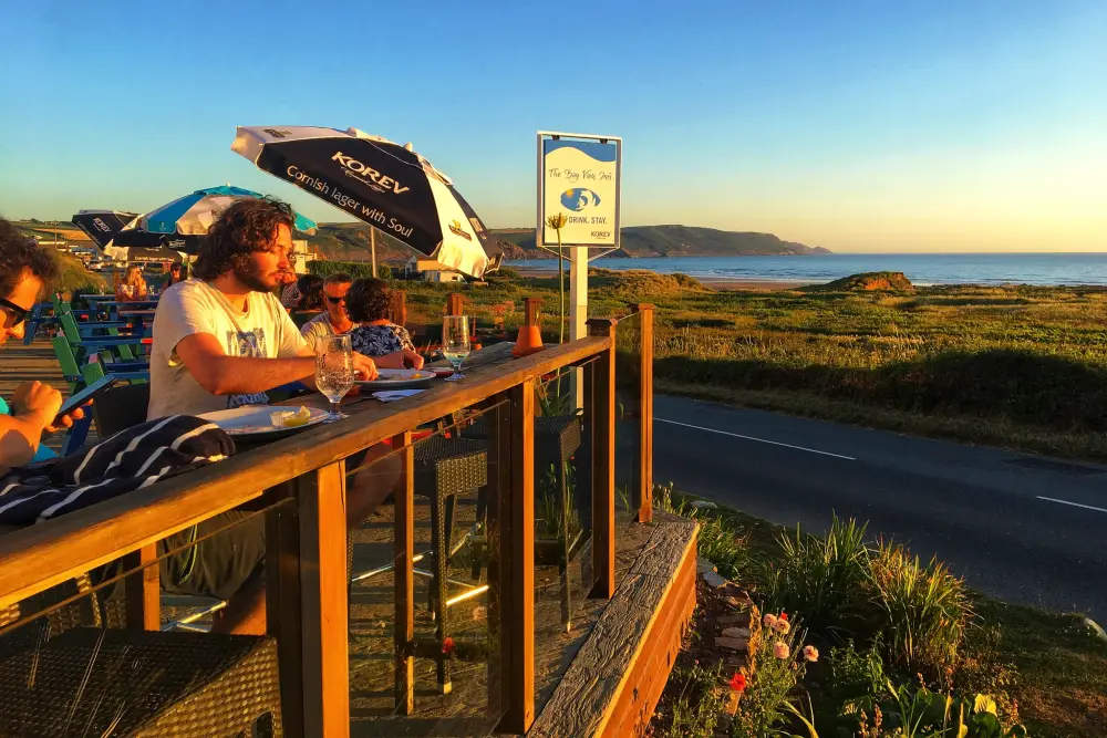 Sunset drinks at The Bay View Inn Bude