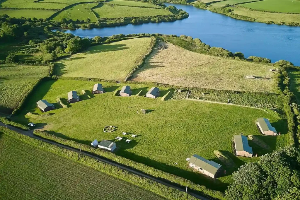 Feather Down Treganhoe Farm Aerial View