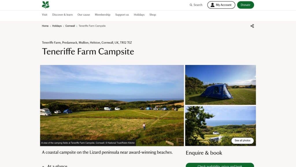National Trust Teneriffe Farm Campsite