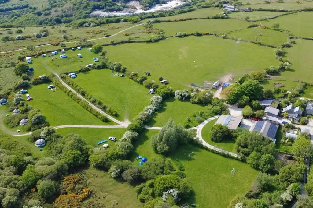 South Penquite Farm Aerial View of the Campsite