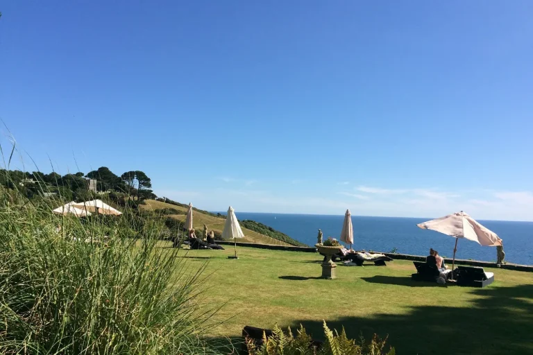 Talland Bay Hotel Sunbeds and Ocean View.webp