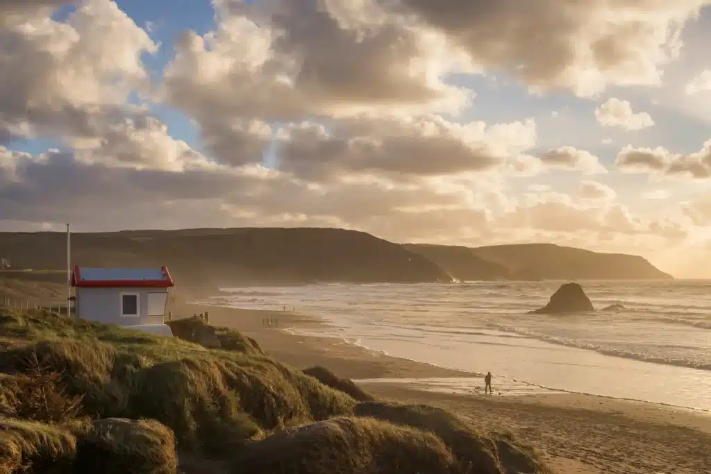 Sunset at Widemouth Bay in Cornwall