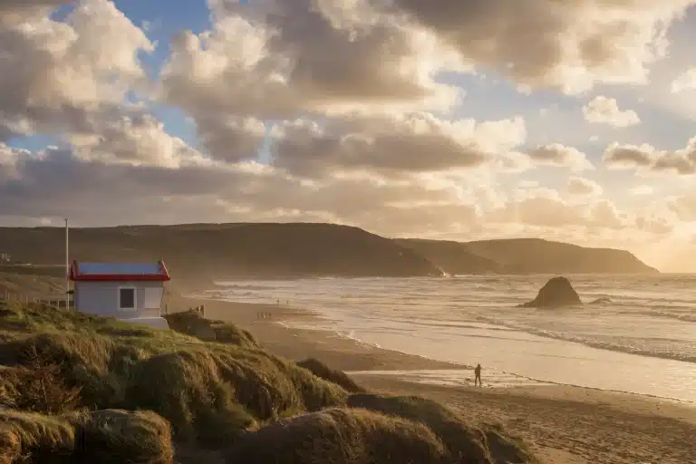 Sunset at Widemouth Bay in Cornwall